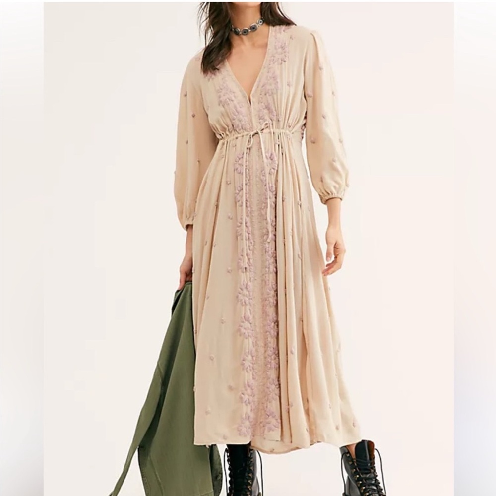 Free People Women’s Embroidered Fable Midi Maxi Dress
